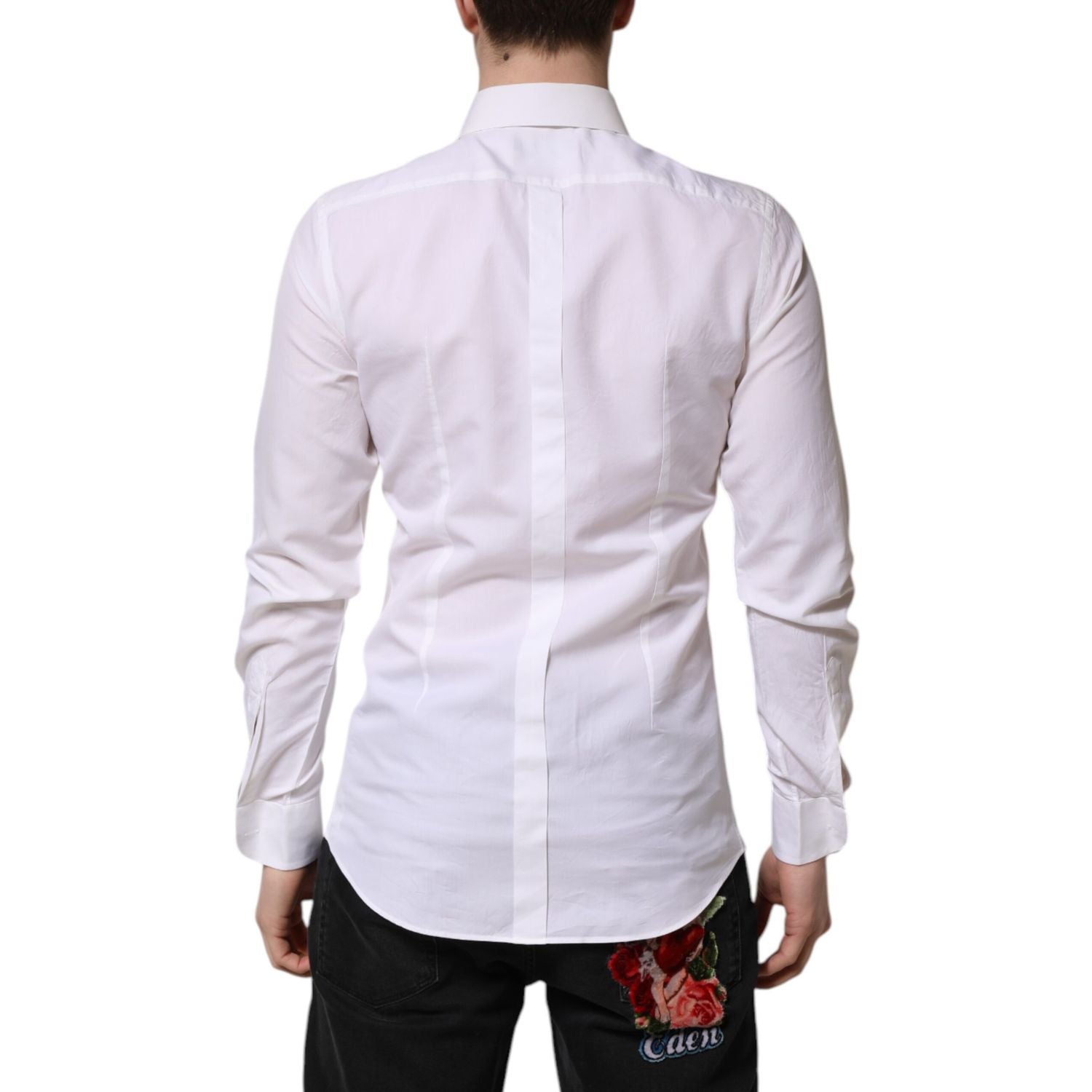 Dolce & Gabbana White GOLD Cotton Poplin Dress Formal Shirt