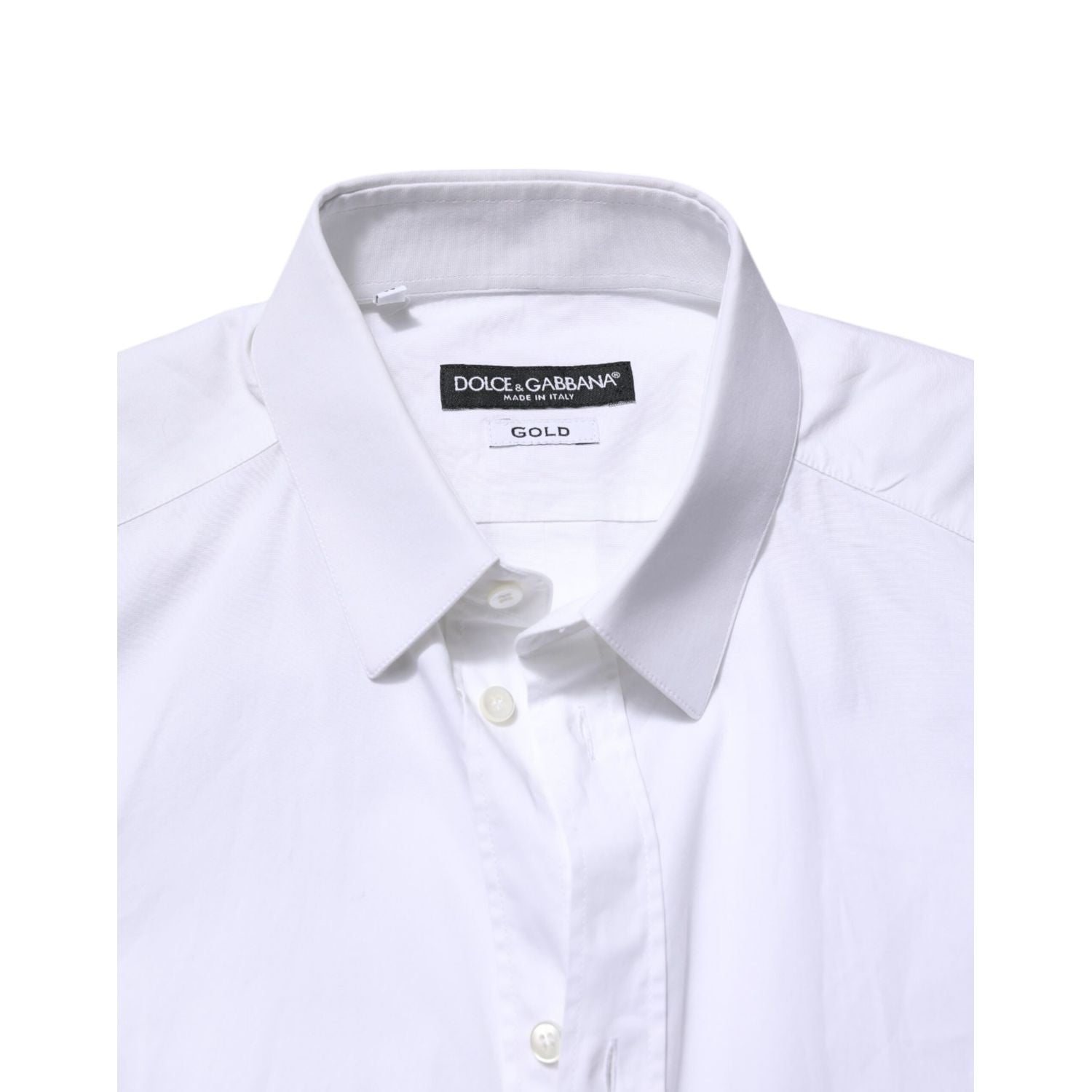 Dolce & Gabbana White GOLD Cotton Men Dress Formal Shirt