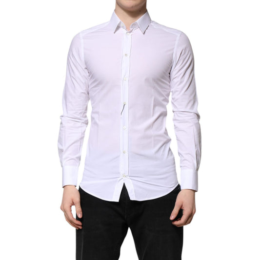 Dolce & Gabbana White GOLD Cotton Long Sleeve Formal Shirt TSH906917-39