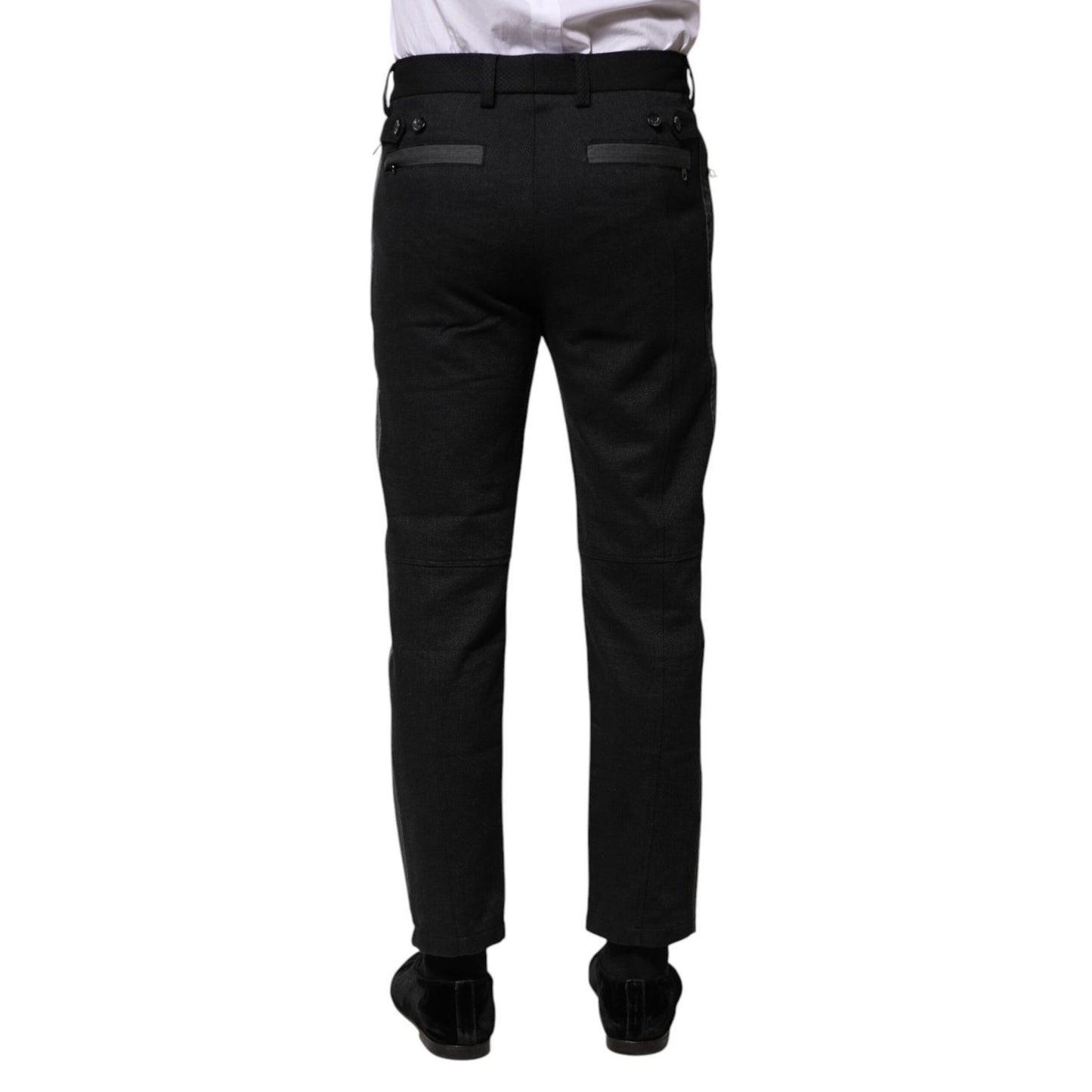 Dolce & Gabbana Black Gray Fantasy Cotton Formal Slim Pants