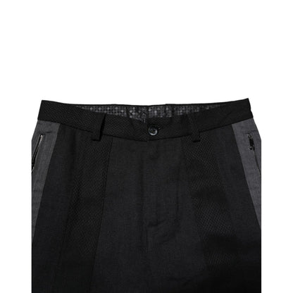 Dolce & Gabbana Black Gray Fantasy Cotton Formal Slim Pants