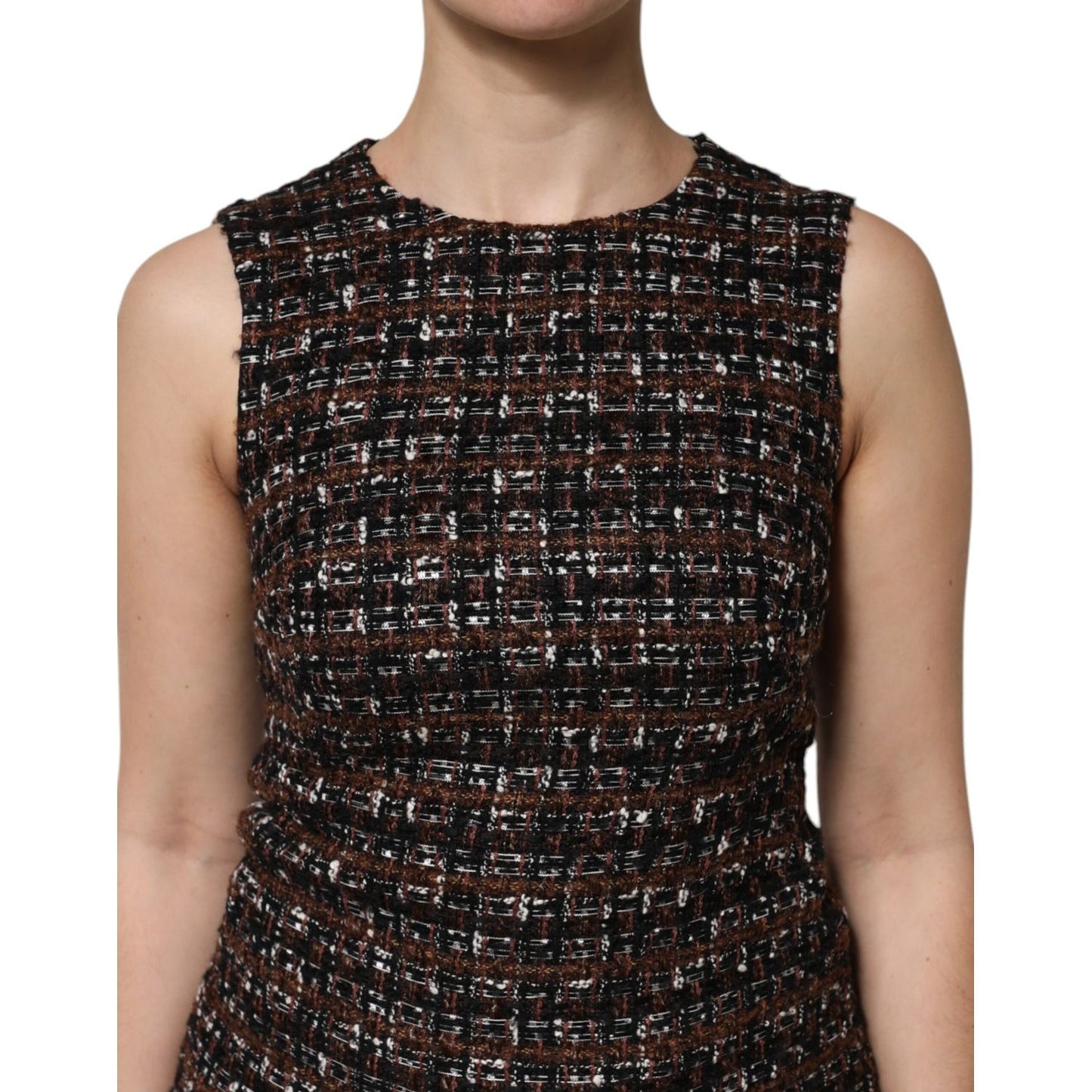 Dolce & Gabbana Multicolor Sleeveless Mini Tweed A-line Dress