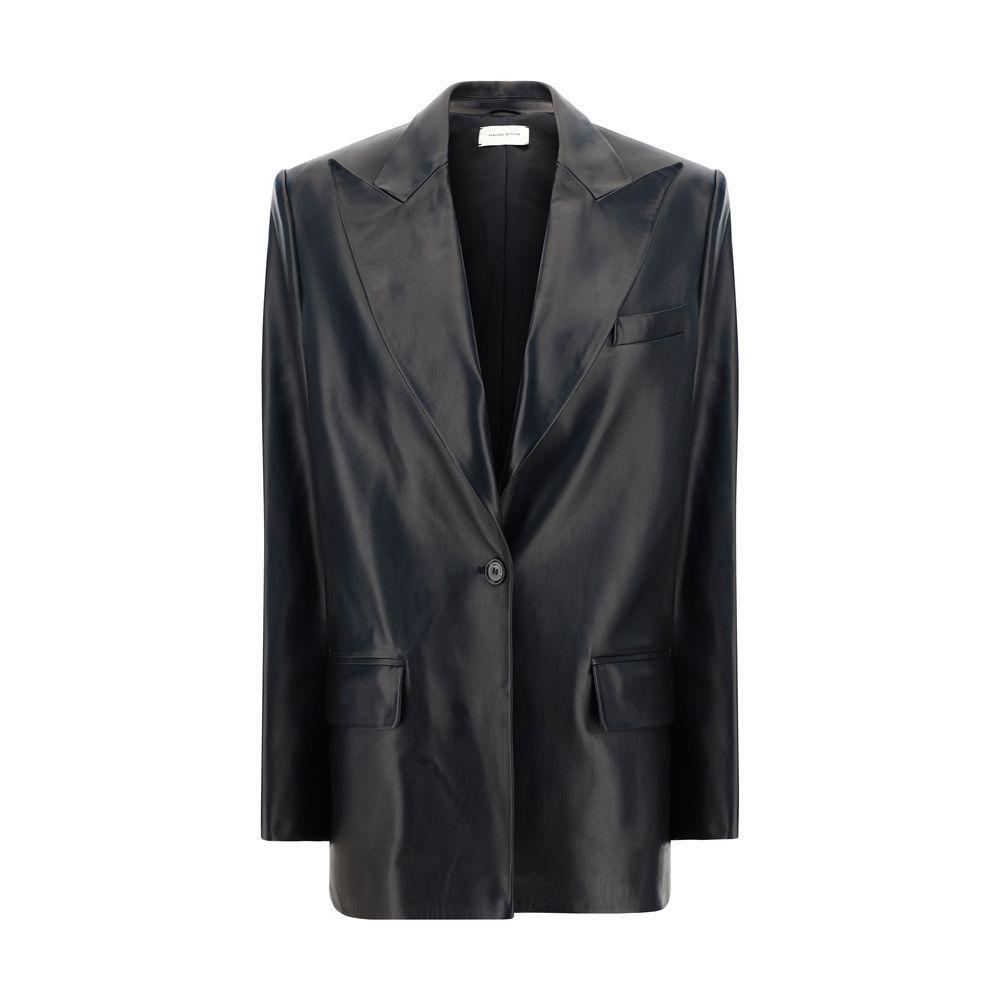 Magda Butrym Leather Blazer Jacket MA-260920BLACK-IT36 | XS