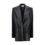 Magda Butrym Leather Blazer Jacket MA-260920BLACK-IT36 | XS