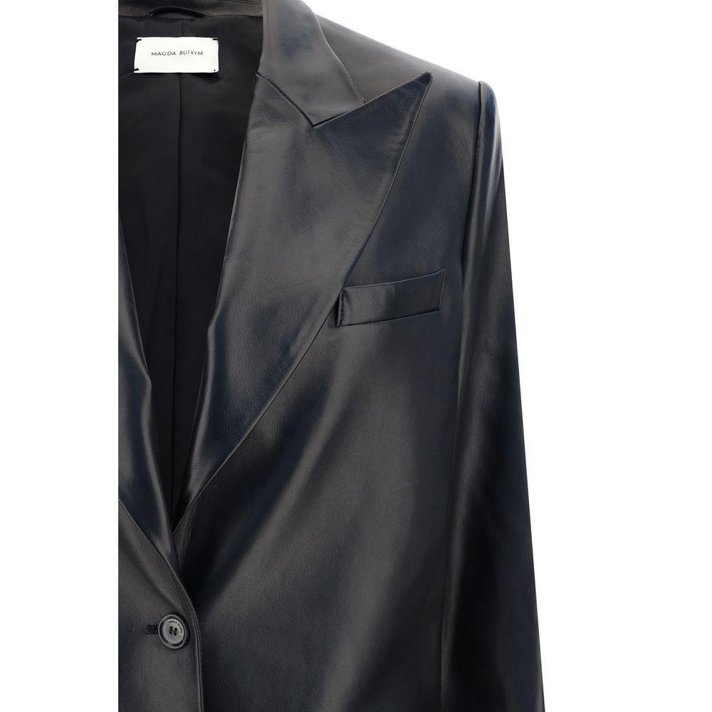 Magda Butrym Leather Blazer Jacket MA-260920BLACK-IT36 | XS