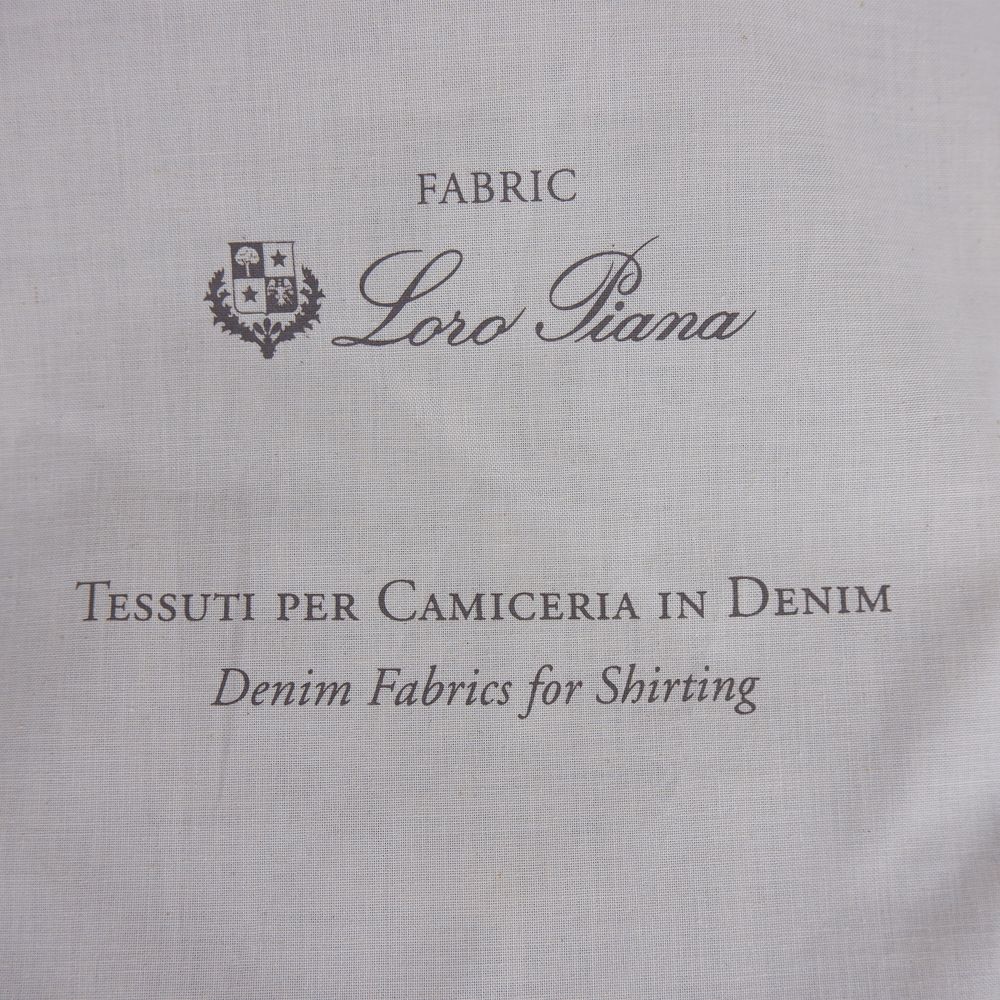 Loro Piana fabric for denim shirting, showcasing luxury textile craftsmanship.