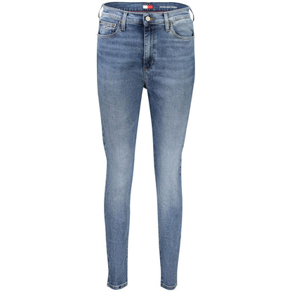 Tommy Hilfiger Blue Cotton Women's Skinny Jean with vintage washed effect and 5-pocket design, showcasing sustainable fashion.