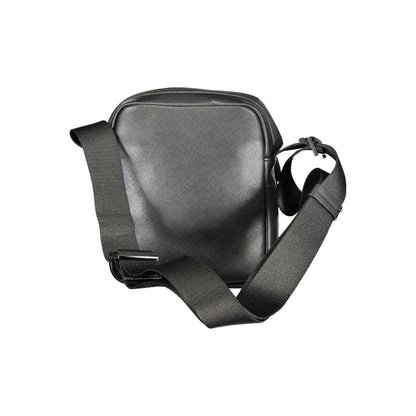 Calvin Klein Black Polyester Shoulder Bag with adjustable strap, external and internal pockets, zip closure, and logo detailing