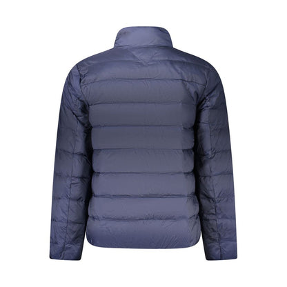Tommy Hilfiger Blue Polyamide Men Jacket, rear view showcasing lightweight design with quilted insulation.