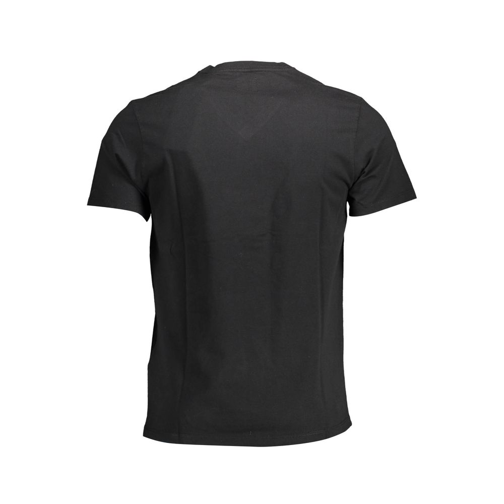 Back view of Levi's Black Cotton Men T-Shirt casual short sleeve design.