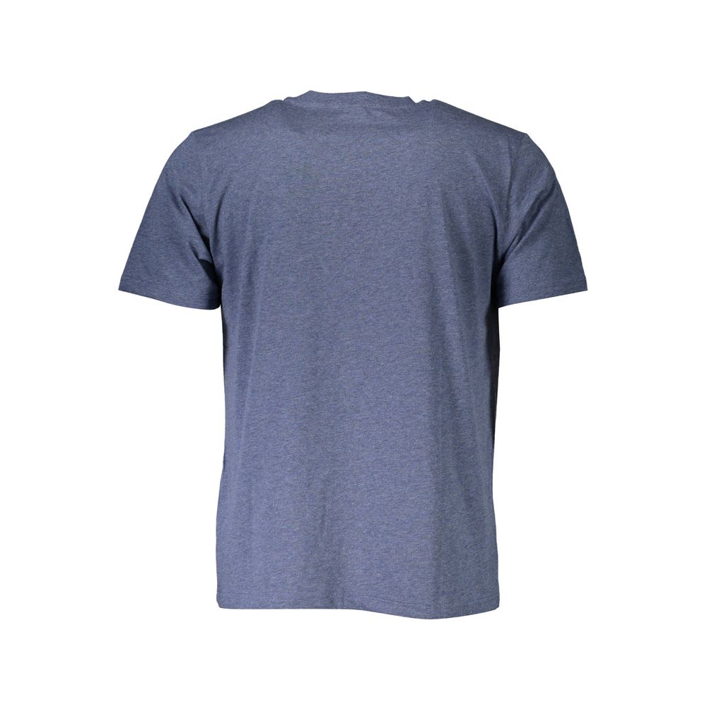 Back view of North Sails Blue Cotton Men T-Shirt showcasing its stylish design and comfortable fabric for a modern casual look.