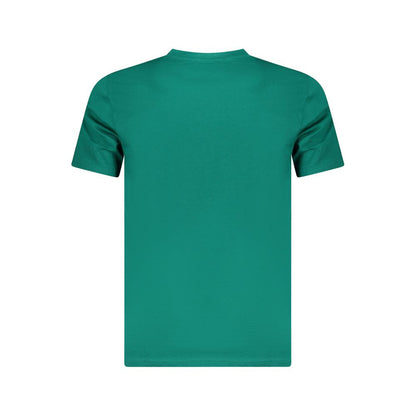 Cavalli Class Green Cotton T-Shirt with short sleeves, crew neck, print, and logo