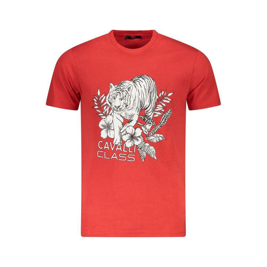 Cavalli Class Red Cotton Men T-Shirt CA-36658-M