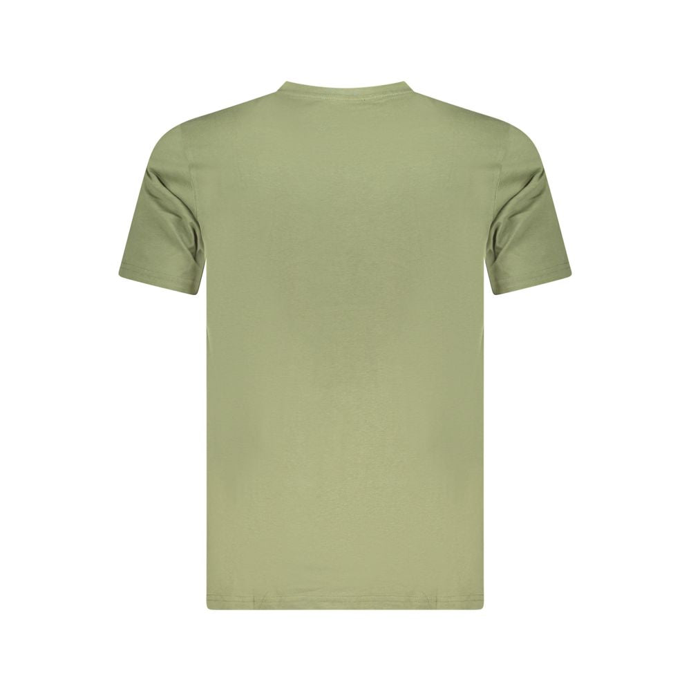 Cavalli Class Green Cotton Men T-Shirt with short sleeves and crew neck, back view showing simple elegance and premium material.