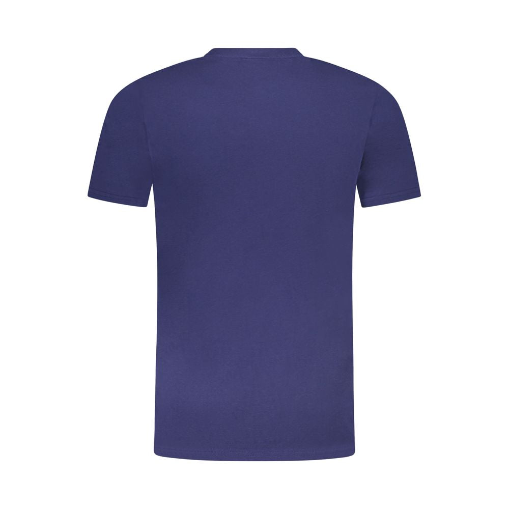 Cavalli Class Blue Cotton Men T-Shirt back view showcasing premium fabric and design.