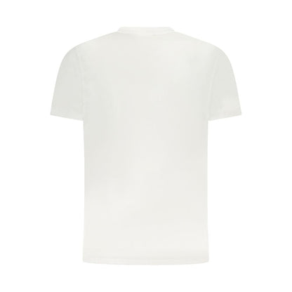 Back view of Cavalli Class White Cotton Men T-Shirt showcasing crew neck and short sleeves.