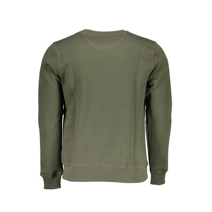 North Sails Green Cotton Men Sweater with long sleeves and crew neck design.