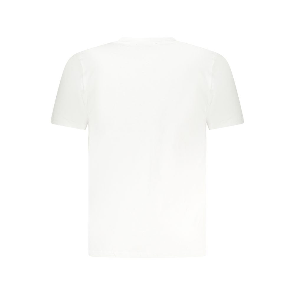 Cavalli Class White Cotton T-Shirt - short sleeve, crew neck with logo print. Back view of stylish white t-shirt for casual wear.