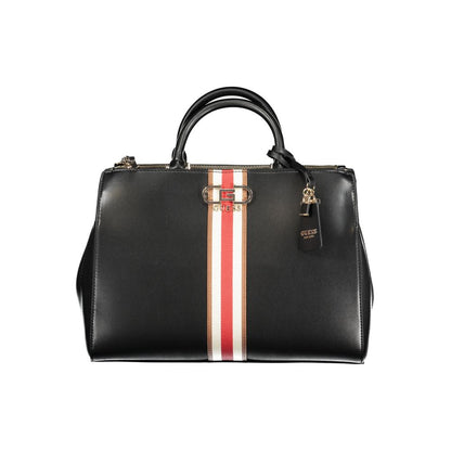 Guess Jeans Black Polyethylene Handbag with handles, adjustable strap, external pocket, three compartments, and protective feet.
