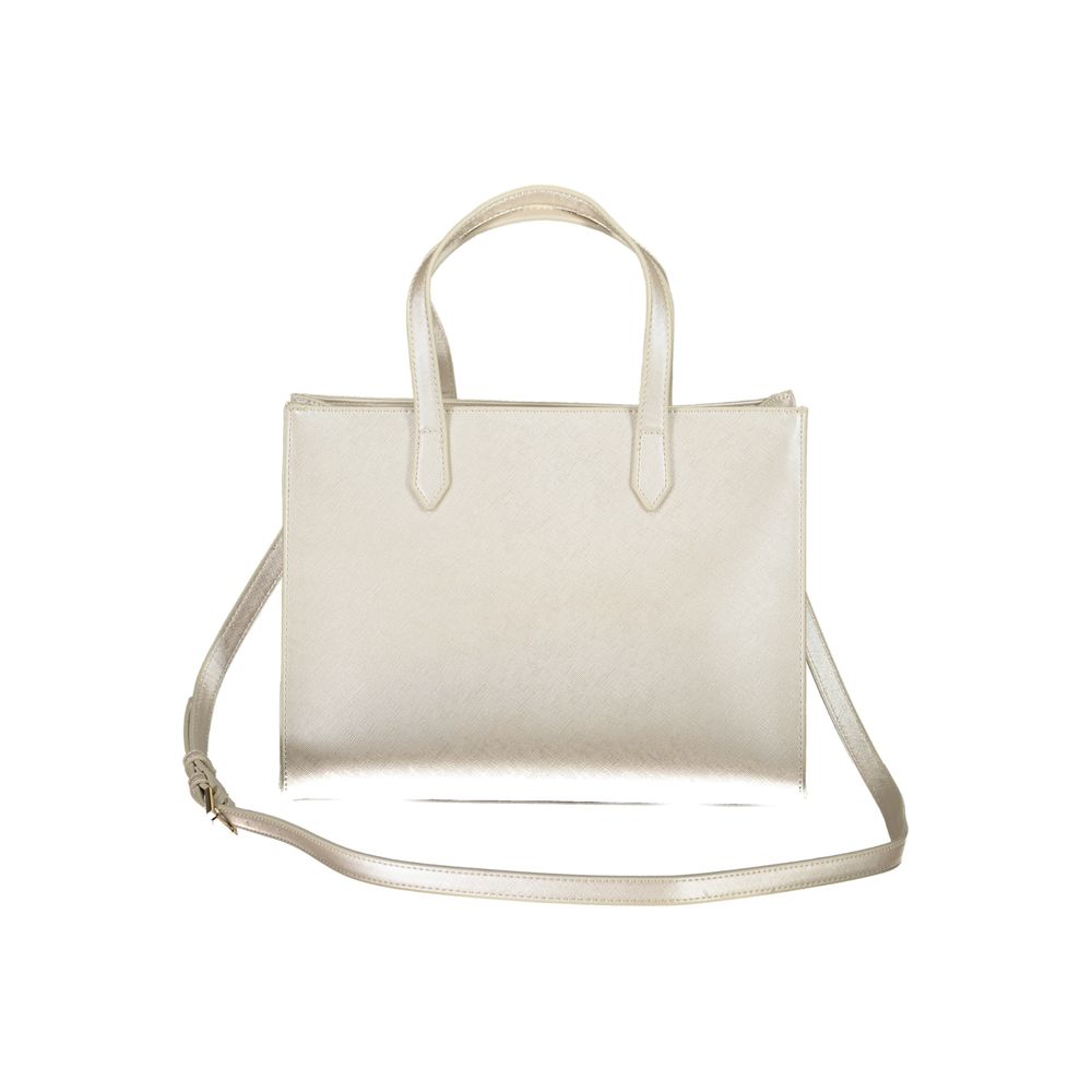 Mario Valentino Gray Polyethylene Women Handbag with handles and strap, sleek design for fashion-forward styling.
