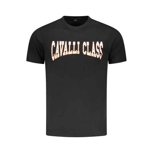 Cavalli Class Black Cotton Men T-Shirt CA-36690-M