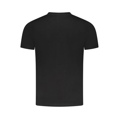 Back view of Cavalli Class Black Cotton Men T-Shirt showcasing sleek design and premium quality.