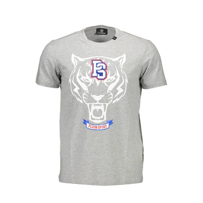 Plein Sport Brown Cotton Men T-Shirt with bold tiger graphic and iconic logo, luxury Italian craftsmanship, crew neck design.