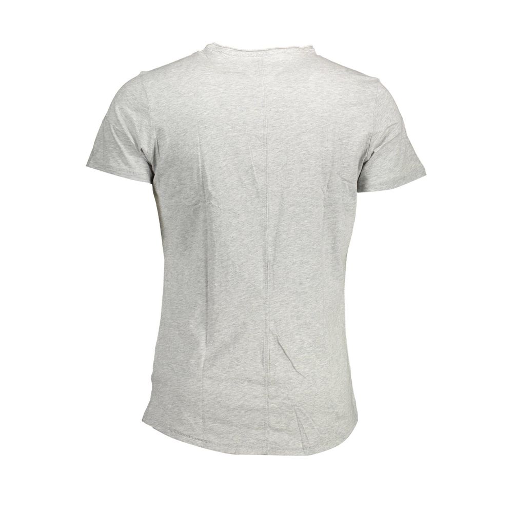 Back view of gray cotton T-shirt