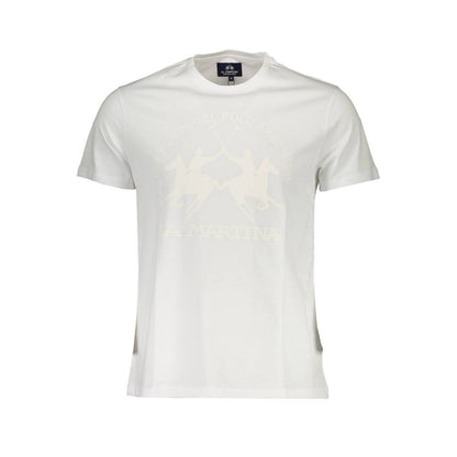 La Martina White Cotton Men T-Shirt with iconic logo on front