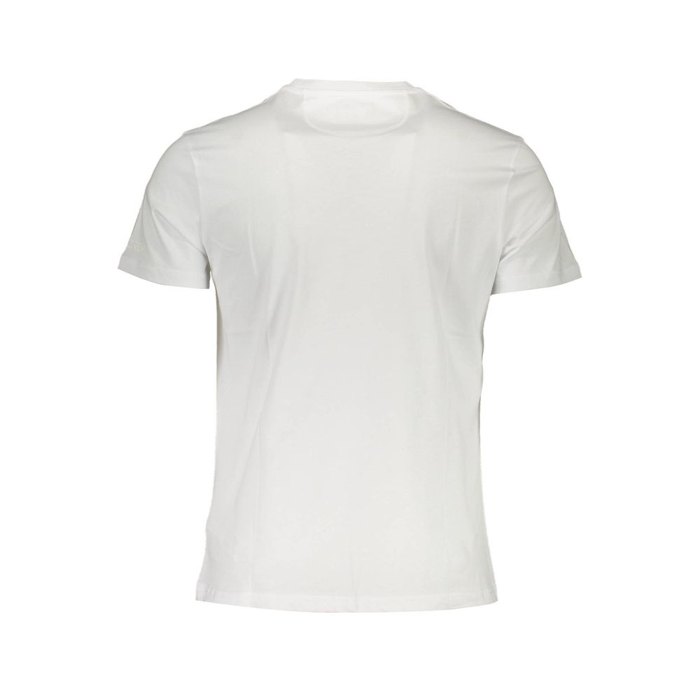 Back view of La Martina White Cotton Men T-Shirt showcasing sleek design and quality fabric.