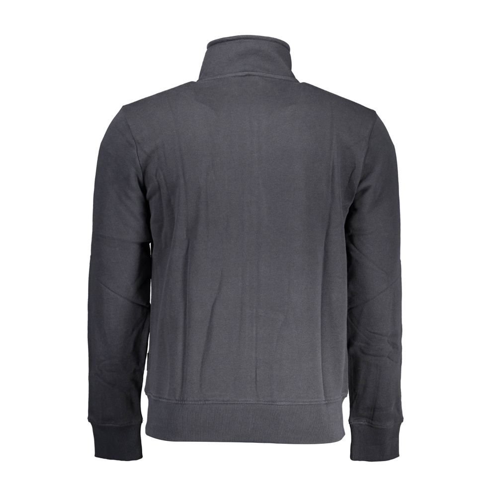 Back view of Napapijri Black Cotton Men Sweater showcasing sleek design and long sleeves.