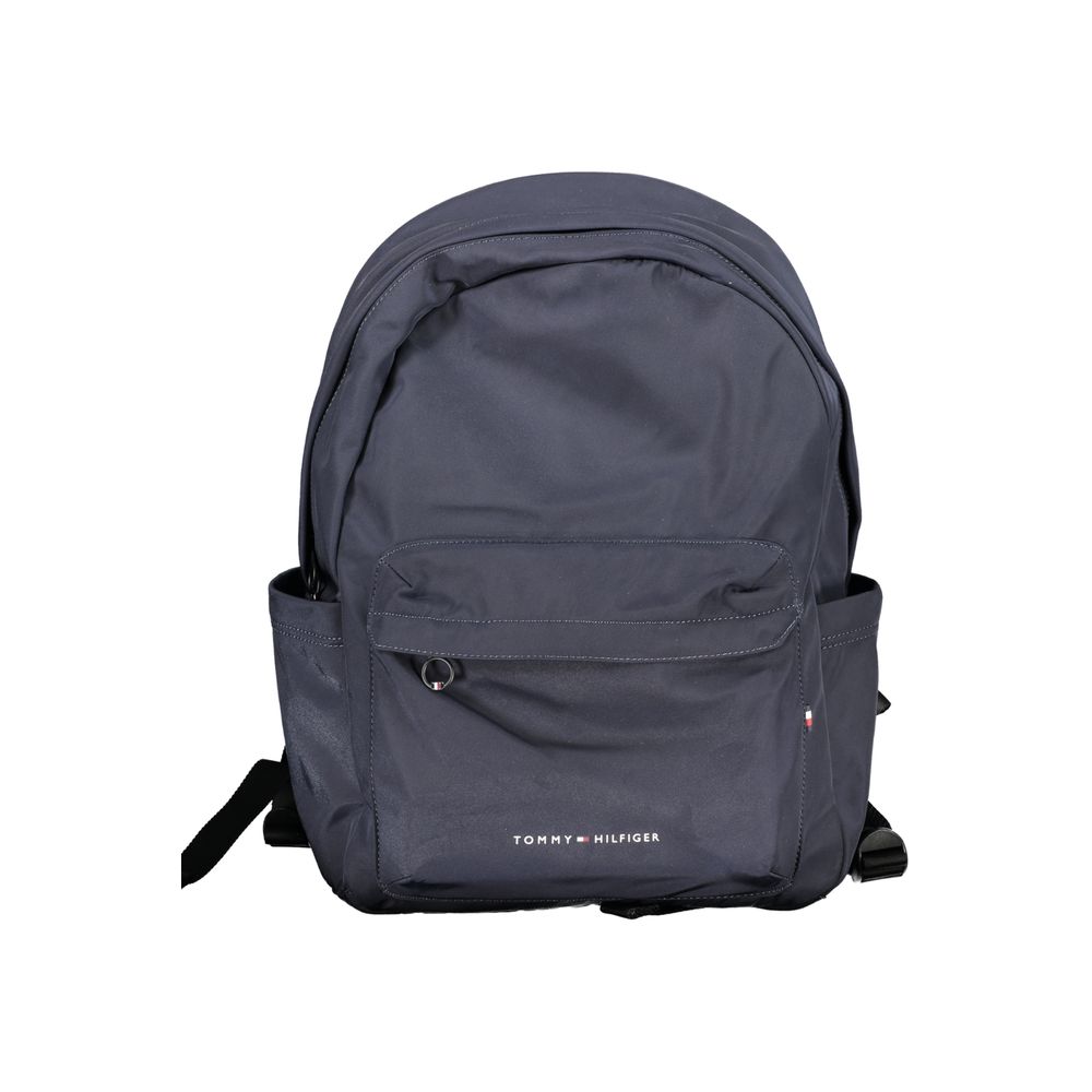 Tommy Hilfiger Blue Polyester Backpack with adjustable straps and multiple pockets for organization.