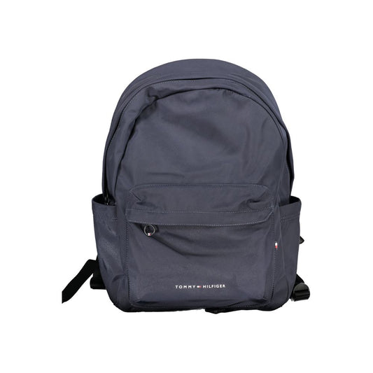 Tommy Hilfiger Blue Polyester Backpack with adjustable straps, external pockets, and internal laptop compartment.