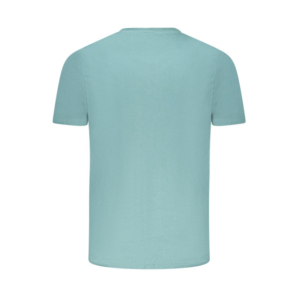 Back view of Lee Green Cotton Men T-Shirt with short sleeves and crew neck, showcasing its vibrant green color and comfortable fit.
