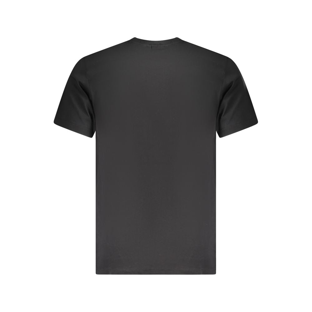 Fila Black Cotton Men T-Shirt with logo and print, classic crew neck, organic fabric, perfect for casual sophistication.
