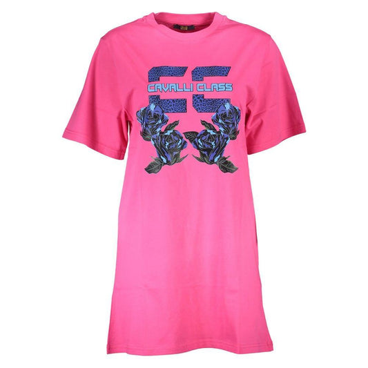 Cavalli Class Pink Cotton Women Dress CA-37212-XL