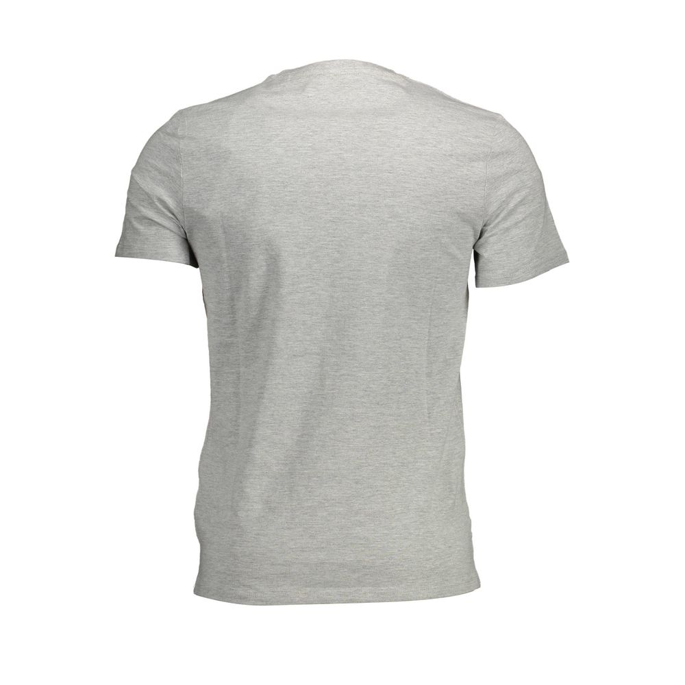 Back view of Guess Jeans Brown Organic Cotton Men T-Shirt, showcasing the short sleeves and slim fit style.