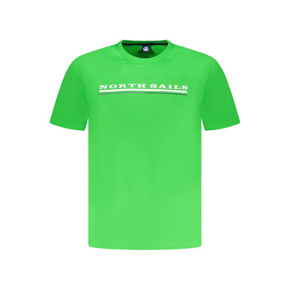 North Sails Green Cotton Men T-Shirt with logo print on front