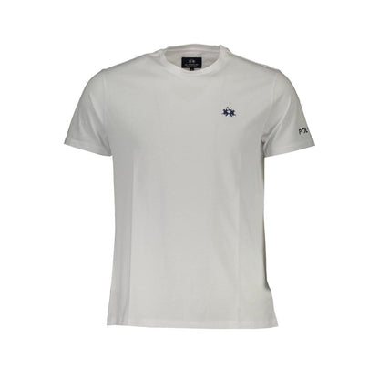 La Martina White Cotton Men T-Shirt with embroidery and logo detail