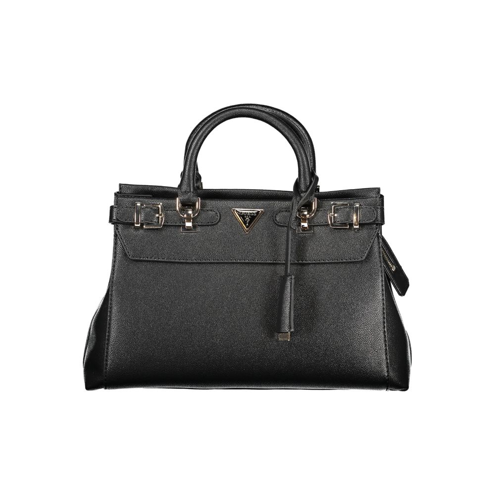 Guess Jeans Black Polyethylene Women Handbag with chic design, eco-friendly material, and spacious compartments for essentials.