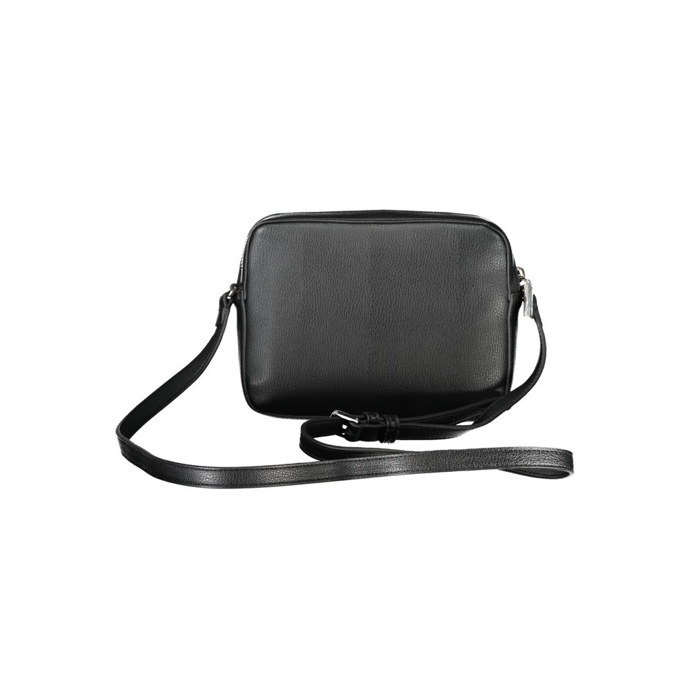 Calvin Klein Black Polyethylene Women Handbag with adjustable strap, minimalist design, and external pocket for easy access.
