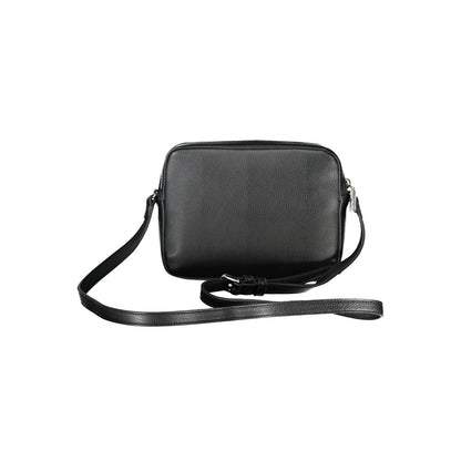 Calvin Klein Black Polyethylene Women Handbag with adjustable strap, minimalist design, and external pocket for easy access.