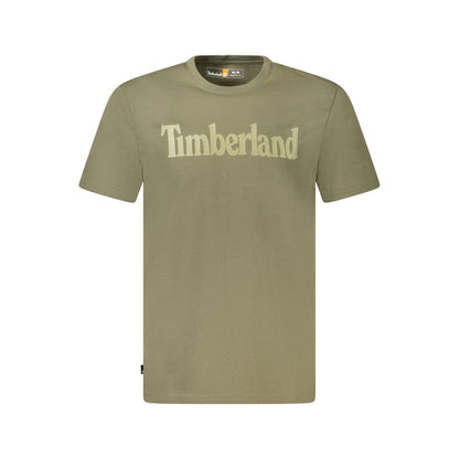 Timberland Green Cotton T-Shirt with logo, regular fit short sleeve, crew neck, 100% organic cotton.