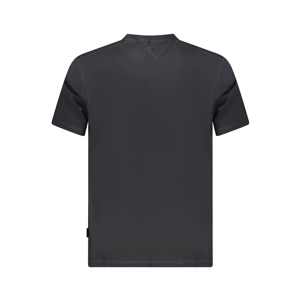 Napapijri Black Cotton Men T-Shirt back view in sleek black, eco-friendly organic cotton, featuring a classic crew neck design.