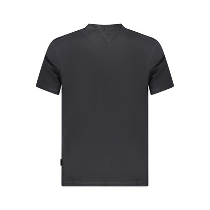 Napapijri Black Cotton Men T-Shirt back view in sleek black, eco-friendly organic cotton, featuring a classic crew neck design.