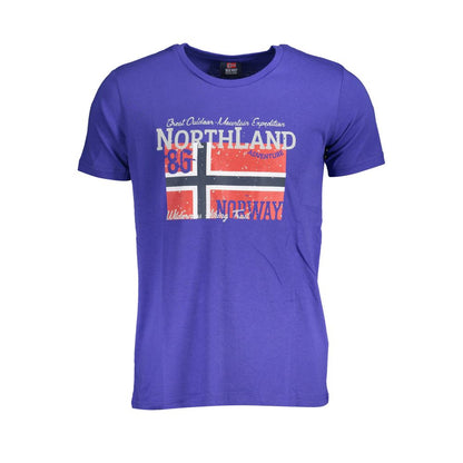 Norway 1963 Blue Cotton Men T-Shirt featuring iconic logo design, short sleeves, and crew neck in bold blue hue for urban style.