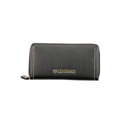 Mario Valentino Black Polyethylene Women Wallet with zip closure and contrasting details, ideal for modern trendsetters.