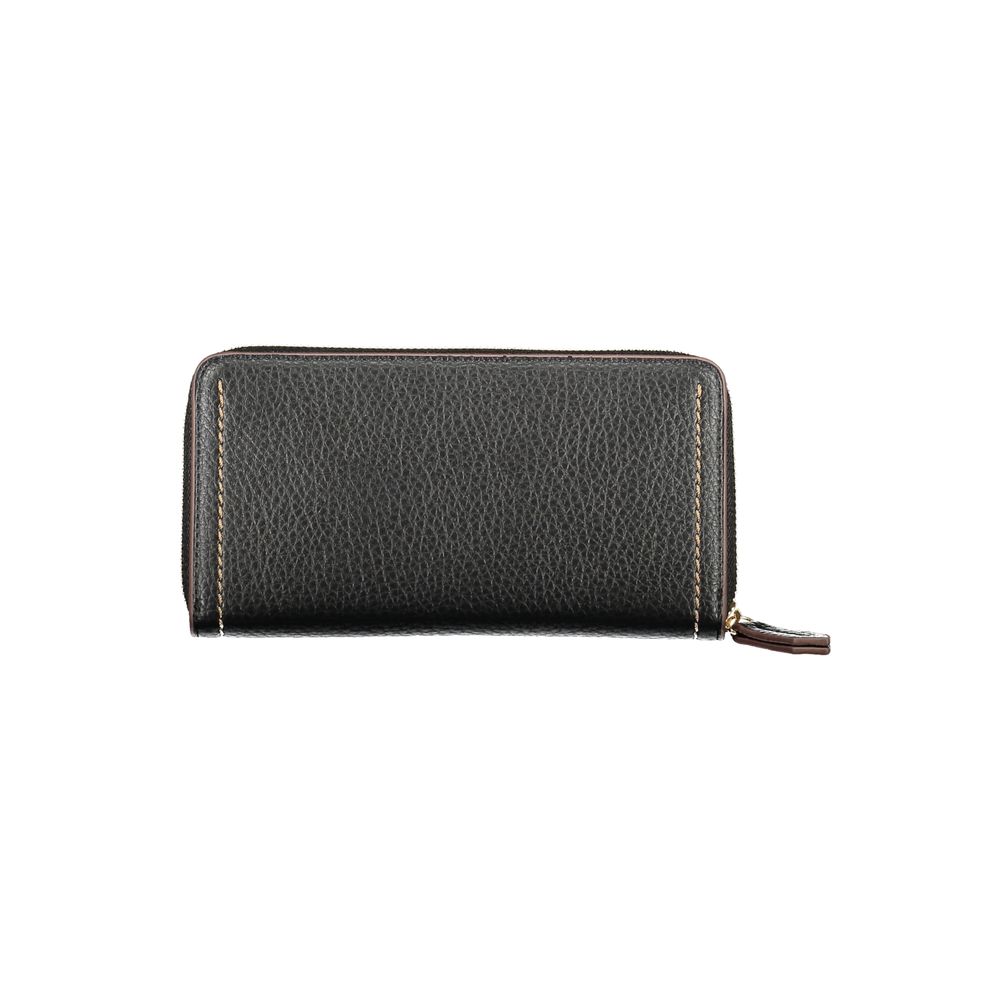 Mario Valentino Black Polyethylene Women Wallet with zip closure and sleek design, ideal for holding cards and coins.
