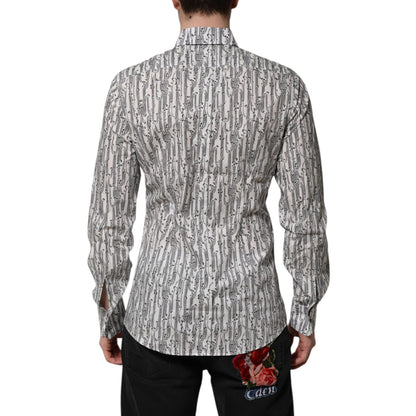 Dolce & Gabbana White Floral Print Casual Long Sleeves Shirt