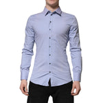 Dolce & Gabbana Blue Cotton SICILIA Long Sleeves Dress Shirt TSH906772-37